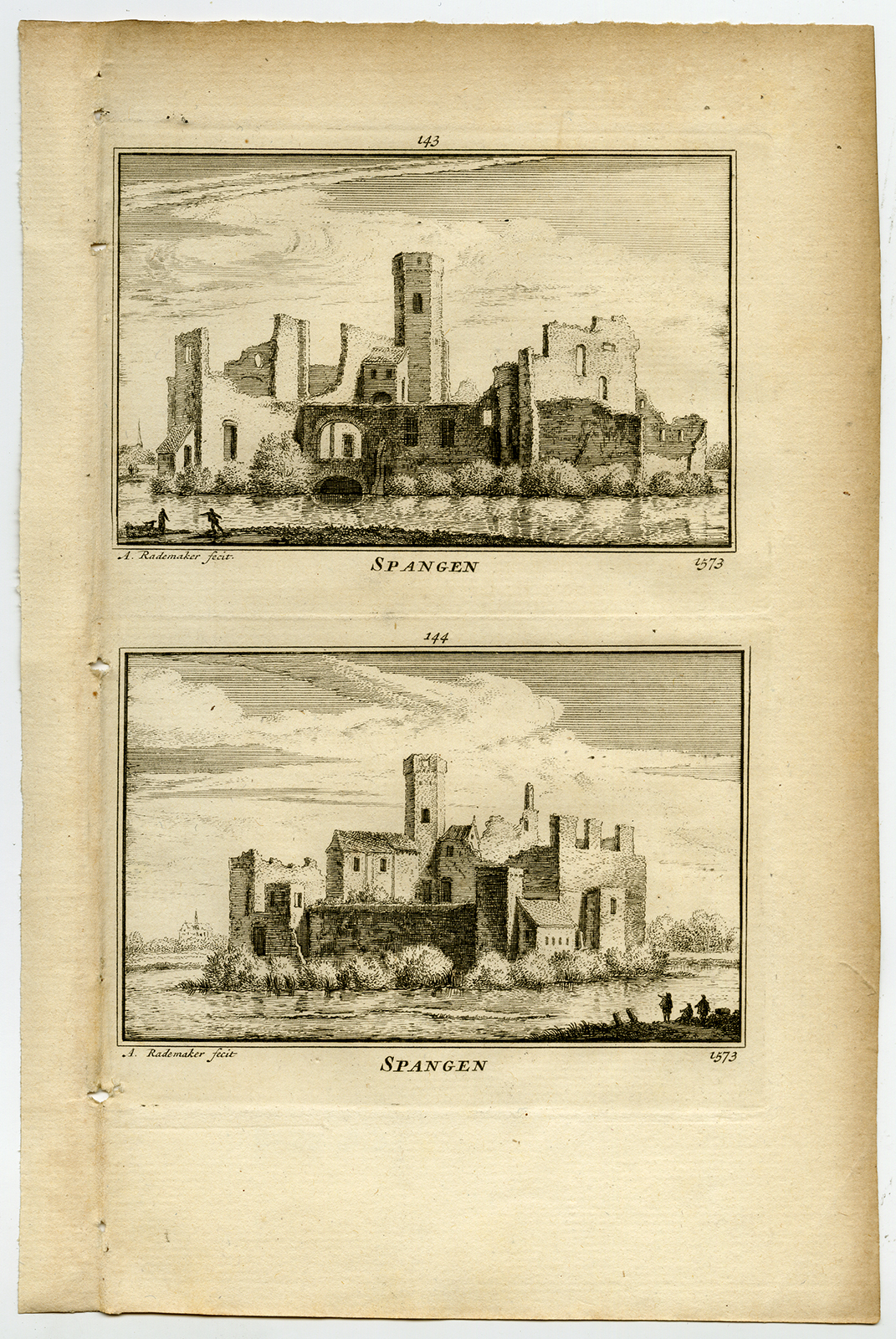 , Antique Print-VIEWS-SPANGEN CASTLE-NETHERLANDS-Rademaker-1792, Pictura Antique Prints
