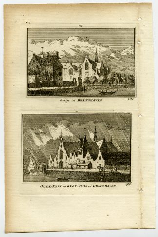 Antique Print-TOWN VIEWS-DELFSHAVEN-CLOCK TOWER-NETHERLANDS-Rademaker-1792