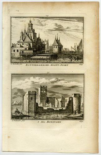 Antique Print-VIEWS-ROTTERDAM-GATE-CASTLE-HONINGEN-NETHERLANDS-Rademaker-1792