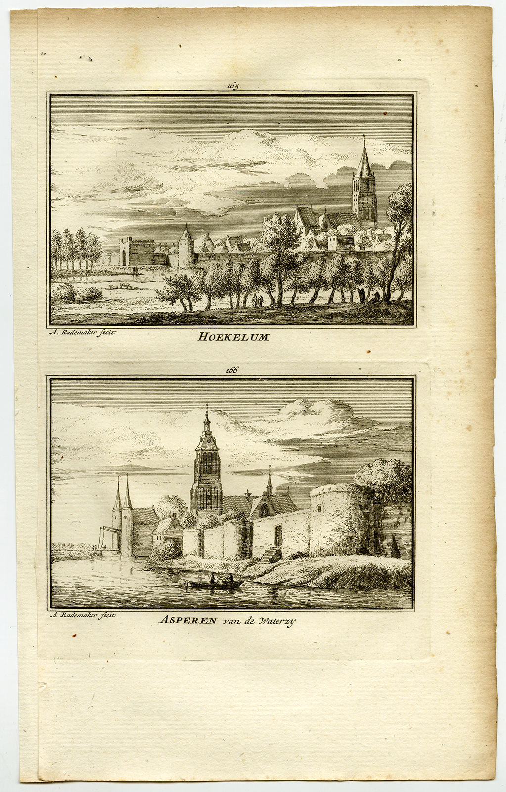 , Antique Print-TOWN VIEWS-HOEKELUM-ASPEREN-NETHERLANDS-Rademaker-1792, Pictura Antique Prints