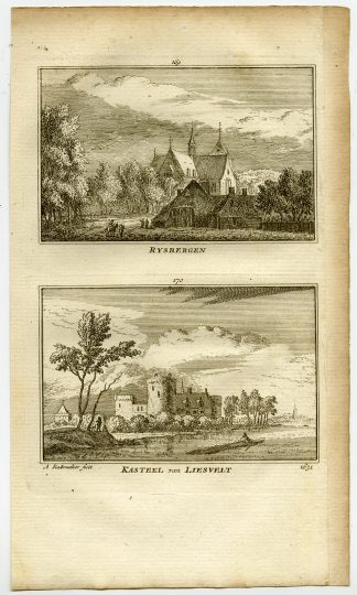 Antique Print-TOWN VIEWS-RIJSBERGEN-LIESVELT-CASTLE-NETHERLANDS-Rademaker-1792