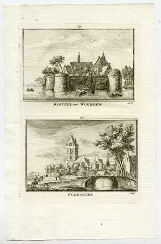 Antique Print-TOWN VIEWS-CASTLE-WOERDEN-OUDEWATER-NETHERLANDS-Rademaker-1792