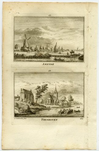Antique Print-TOWN VIEWS-AMEYDE-TIENHOVEN-NETHERLANDS-Rademaker-1792