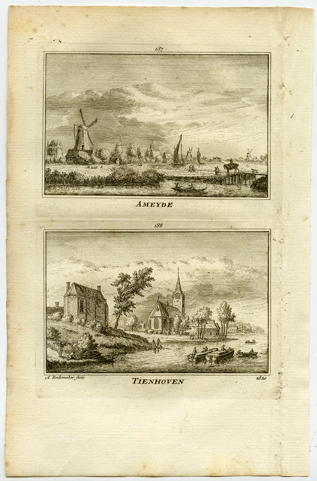 , Antique Print-TOWN VIEWS-AMEYDE-TIENHOVEN-NETHERLANDS-Rademaker-1792, Pictura Antique Prints