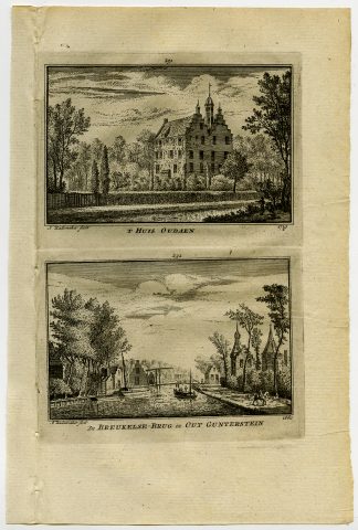Antique Print-TOWN VIEWS-OUDAEN-GUNTERSTEIN-CASTLE-NETHERLANDS-Rademaker-1792