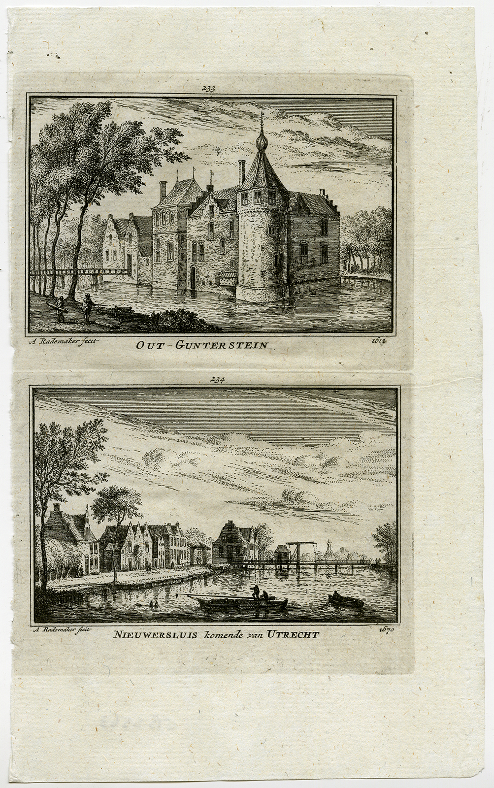 , Antique Print-VIEWS-GUNTERSTEIN CASTLE-NIEUWERSLUIS-NETHERLANDS-Rademaker-1792, Pictura Antique Prints