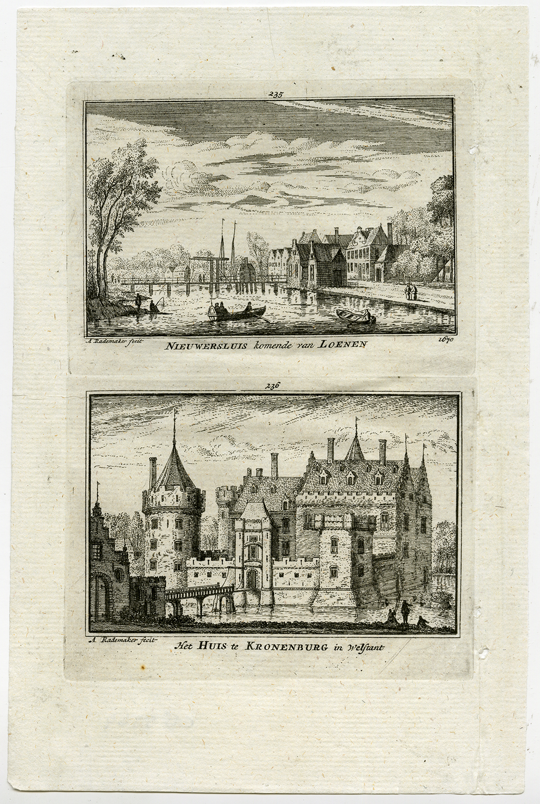 , Antique Print-VIEWS-KRONENBURG CASTLE-NIEUWERSLUIS-NETHERLANDS-Rademaker-1792, Pictura Antique Prints