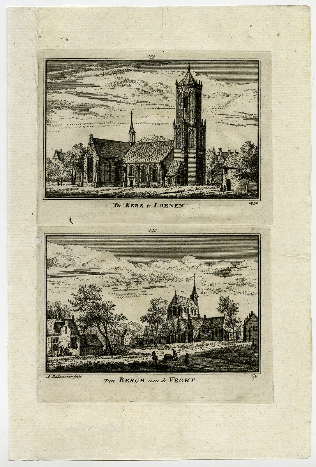 , Antique Print-TOWN VIEWS-LOENEN-VECHT-NETHERLANDS-Rademaker-1792, Pictura Antique Prints