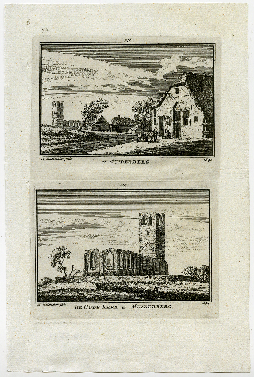 , Antique Print-TOWN VIEWS-MUIDERBERG-CHURCH-NETHERLANDS-Rademaker-1792, Pictura Antique Prints