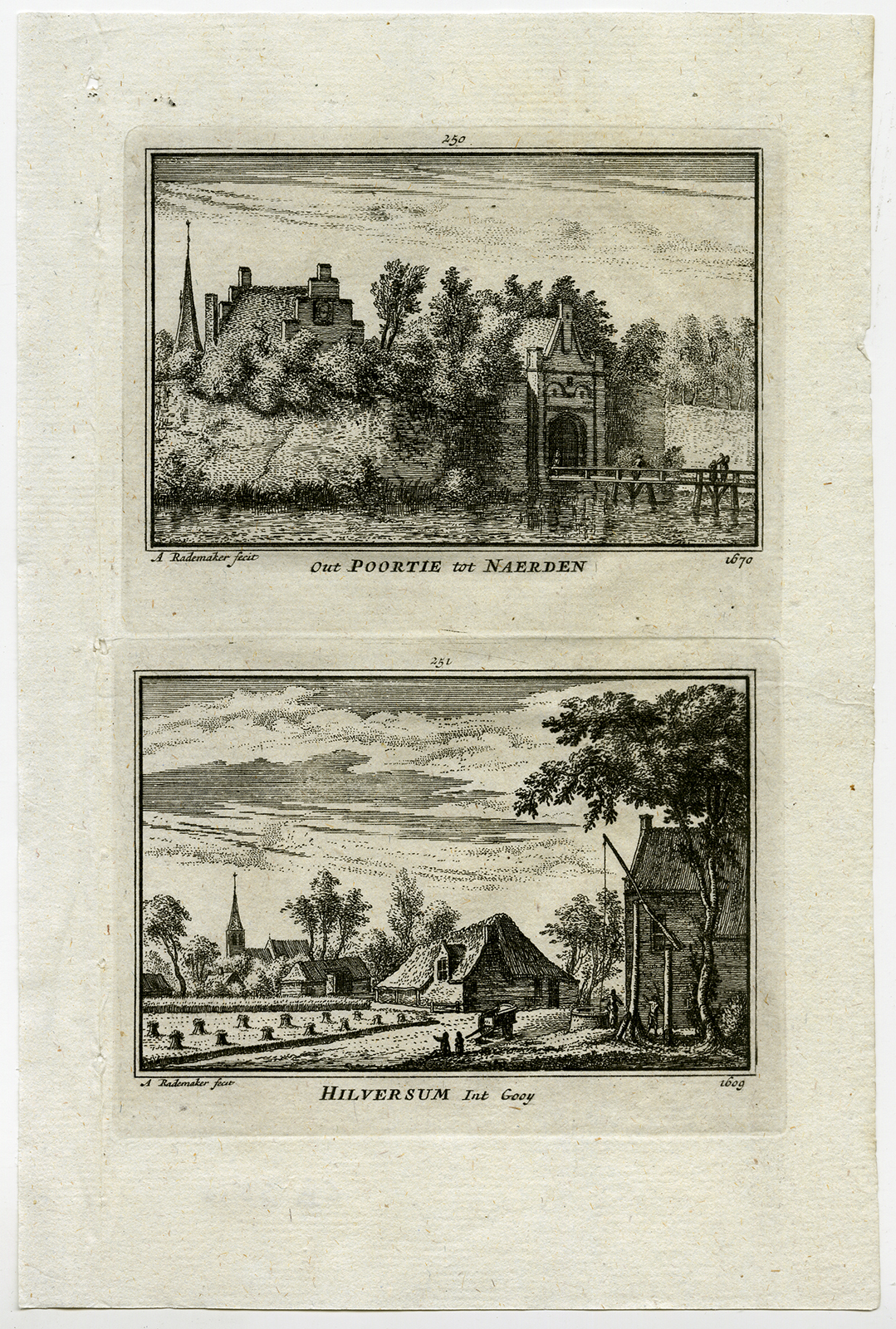 , Antique Print-TOWN VIEWS-NAARDEN-HILVERSUM-GATE-NETHERLANDS-Rademaker-1792, Pictura Antique Prints