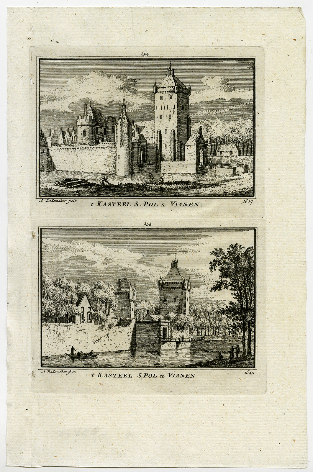 , Antique Print-TOWN VIEWS-VIANEN-CASTLE S. POL-NETHERLANDS-Rademaker-1792, Pictura Antique Prints