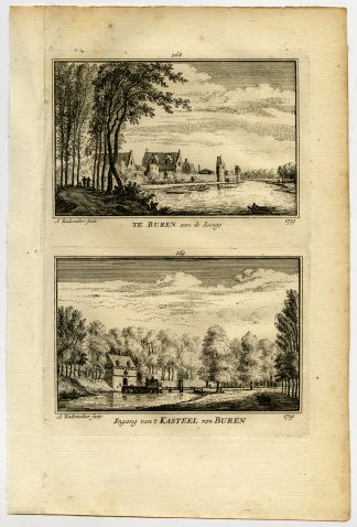 Antique Print-TOWN VIEWS-BUREN-LINGE-CASTLE-NETHERLANDS-Rademaker-1792