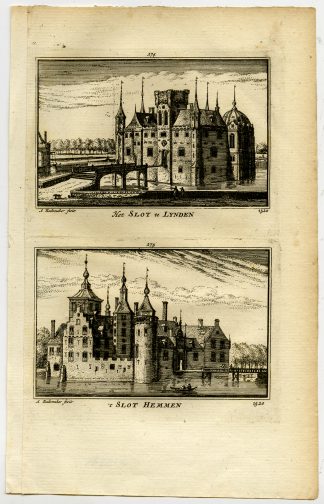 Antique Print-VIEWS-LIENDEN-CASTLE-HEMMEN-NETHERLANDS-Rademaker-1792