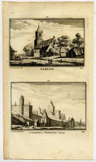 Antique Print-TOWN VIEWS-LEERSUM-VALKHOF-NIJMEGEN-NETHERLANDS-Rademaker-1792