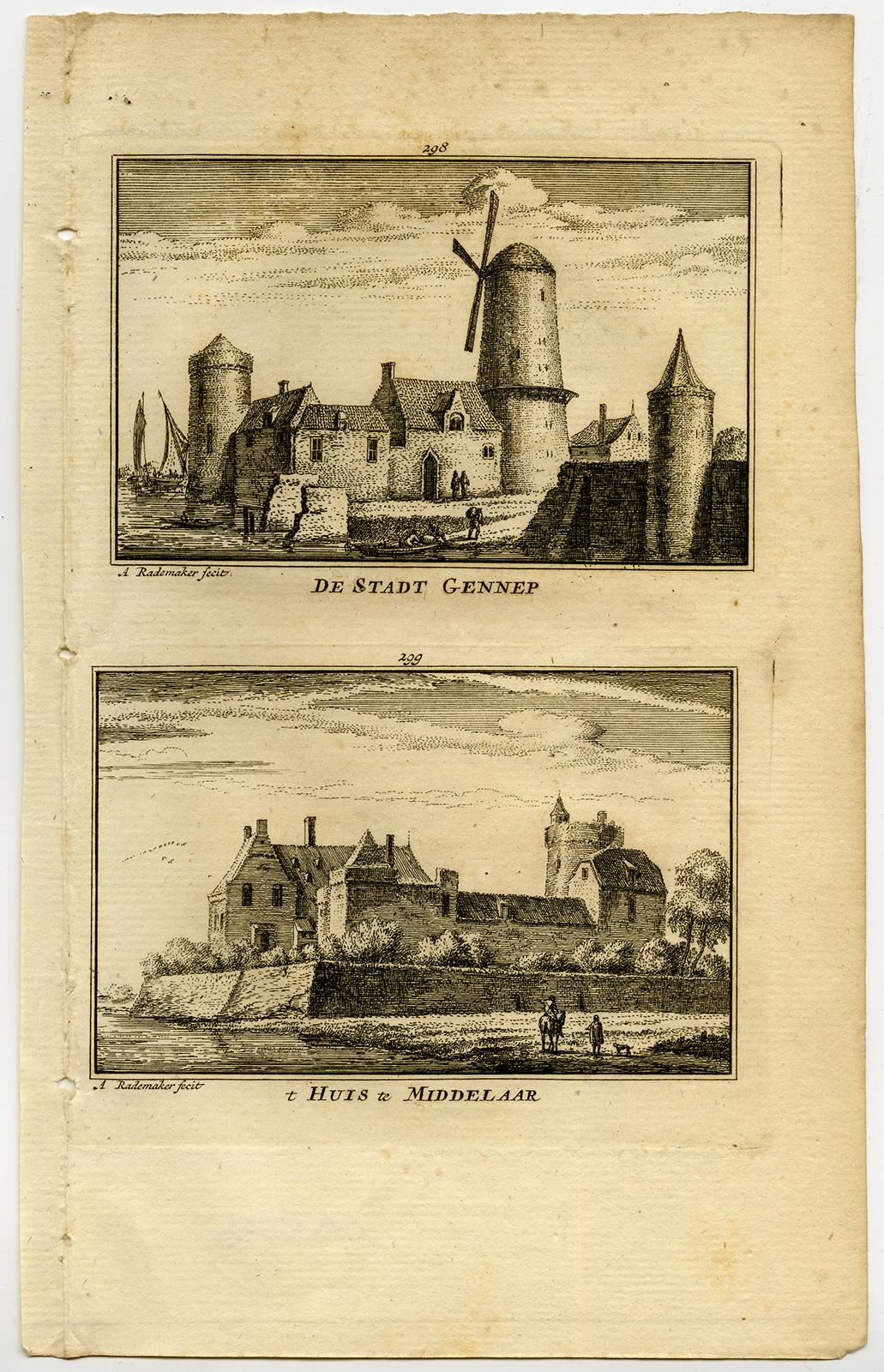 , Antique Print-TOWN VIEWS-GENNEP- MIDDELAAR-NETHERLANDS-Rademaker-1792, Pictura Antique Prints