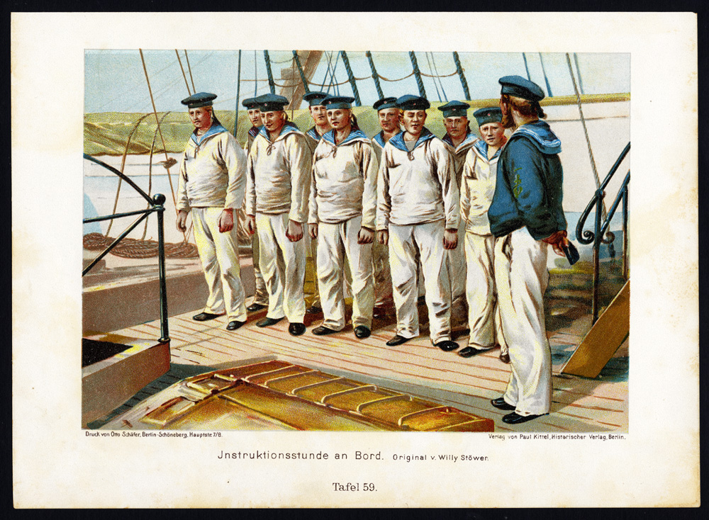 , Antique Print-MILITARY-GERMAN-NAVY-SAILOR-INSTRUCTION-OFFICER-Stower-1925, Pictura Antique Prints