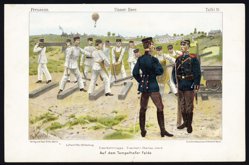 , Antique Print-MILITARY-GERMAN-TEMPELHOF-CONSTRUCTION-RAILWAY-Knotel-1925, Pictura Antique Prints
