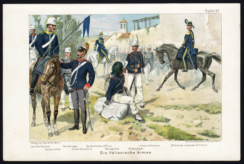 , Antique Print-MILITARY-ITALIAN-ARMY-MOUNTED-INFANTRY-Knotel-1925, Pictura Antique Prints