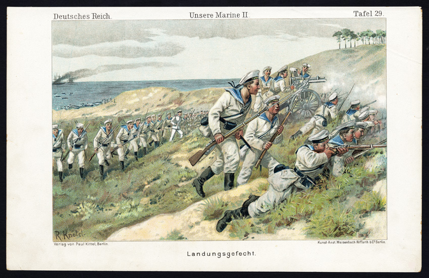 , Antique Print-MILITARY-GERMAN-LANDING-MACHINE GUN-SAILOR-NAVY-Knotel-1925, Pictura Antique Prints