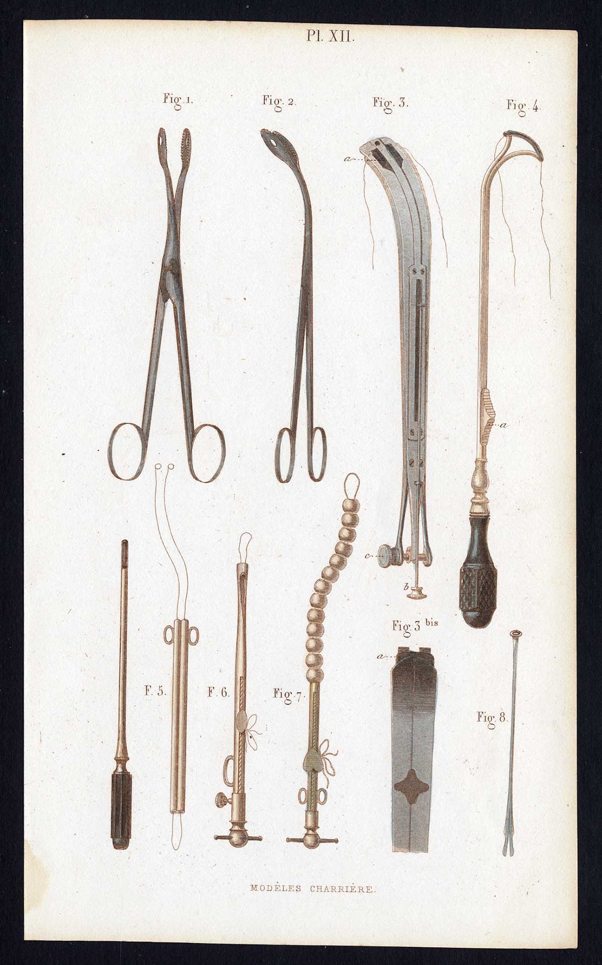, Antique Print-SURGICAL INSTRUMENT-NASAL CAVITY POLYPS-Bernard-Davesne-1846, Pictura Antique Prints