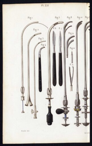 Antique Print-SURGICAL INSTRUMENT-LITHOTRIPSY-ABDOMEN-PROBE-Bernard-Davesne-1846
