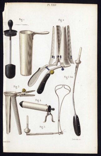 Antique Print-SURGICAL INSTRUMENT-FEMALE ILLNESS-SPECULUM-Bernard-Davesne-1846