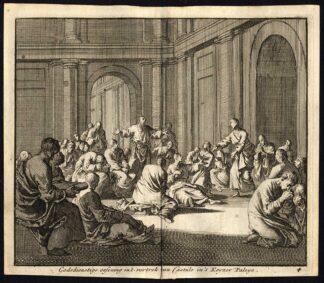 Antique Print-PRAYER-READING-TEACHING-RELIGION-EXERCISE-Pl. 4-Luyken-1740