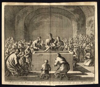Antique Print-BAPTISM-CHILD-FONT-OLD-SUBMERSE-Pl. 20-Luyken-1740