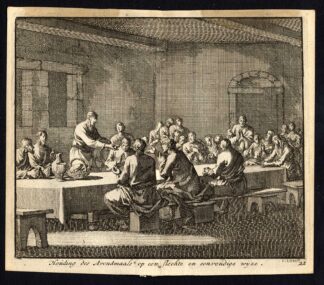 Antique Print-SUPPER-MEAL-GATHERING-CONGREGATION-Pl. 22-Luyken-1740