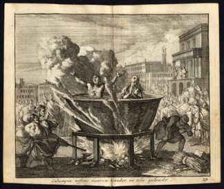 Antique Print-BOILING-BURNING-OIL-DEATH-SENTENCE-Pl. 25-Luyken-1740