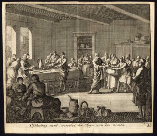 Antique Print-DISTRIBUTE-LEFTOVER-FOOD-POOR-CHARITY-Pl. 30-Luyken-1740