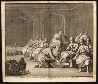 Antique Print-JESUS-WASHING FEET-DISCIPLES-JOHN-Pl. 34-Luyken-1740