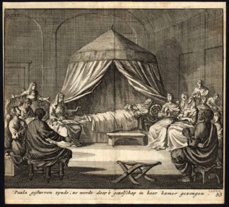 Antique Print-PAULA-DEATH-HYMN-DYING-Pl. 53-Luyken-1740