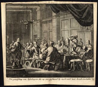 Antique Print-ALCOHOL-DRINKING-BISHOP-DRUNKSHIP-Pl. 75-Luyken-1740