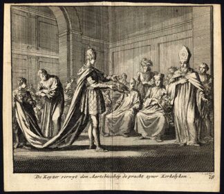 Antique Print-EMPEROR-ARCHBISHOP-CAPPELLO ROMANO-COMPAINT-Pl. 78-Luyken-1740