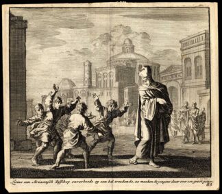 Antique Print-BISHOP-BALL-BOYS-ANGRY-Pl. 83-Luyken-1740