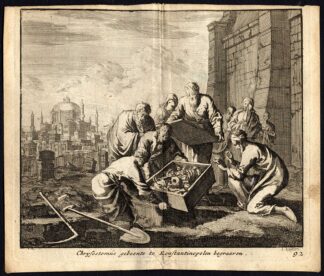 Antique Print-COFFIN-BURIAL-CHRYSOSTOMOS-CONSTANTINOPLE-Pl. 92-Luyken-1740