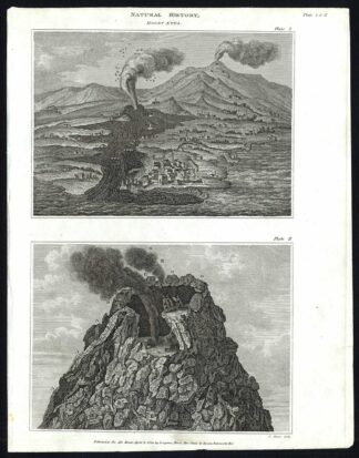 Antique print-NATURAL HISTORY-VOLCANO-ETNA-ERUPTION-STUDY-LAVA-Rees-1820