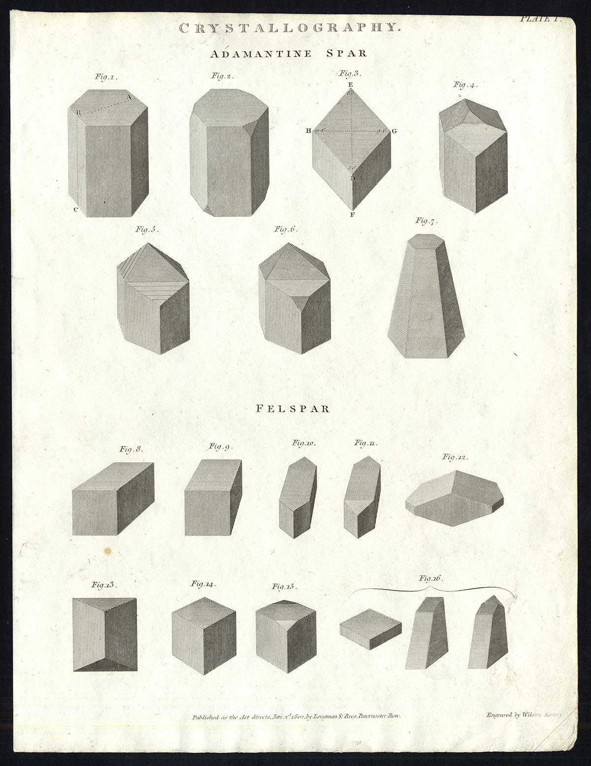 , Antique print-NATURAL HISTORY-CRYSTALLOGRAPHY-ADAMANTINE-FELSPAR-Rees-1820, Pictura Antique Prints
