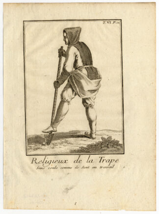 2 Antique Religious Prints-ORDER-LA TRAPPE-TRAPPIST-MONK-FRANCE-Helyot-1792