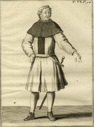 2 Antique Religiouss Print-KNIGHT-ORDER OF ALCANTARA-SPAIN-Helyot-1792