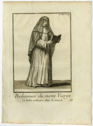 6 Antique Religious Prints-NUN-ABBEY OF MONTE VERGINE-NAPLES-ITALY-Helyot-1792
