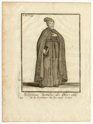 5 Antique Religious Prints-NUN-ORDER OF THE HUMILIATI-PRIEST-ITALY-Helyot-1792