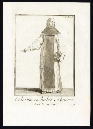 5 Antique Religious Prints-CELESTINES-ORDER-BENEDICTINES-ITALY-Helyot-1792