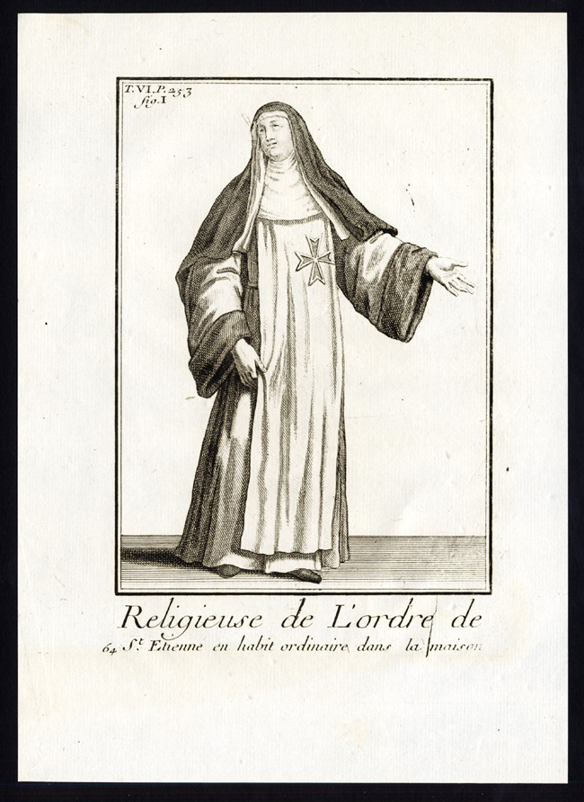 , 5 Antique Religious Prints-KNIGHT-ORDER OF SAINT STEPHEN-ST ETIENNE-Helyot-1792, Pictura Antique Prints