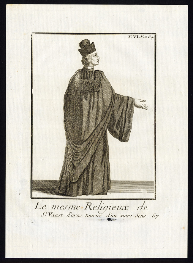 , 3 Antique Religious Prints-KNIGHT-ORDER OF SAINT VAAST-Helyot-1792, Pictura Antique Prints