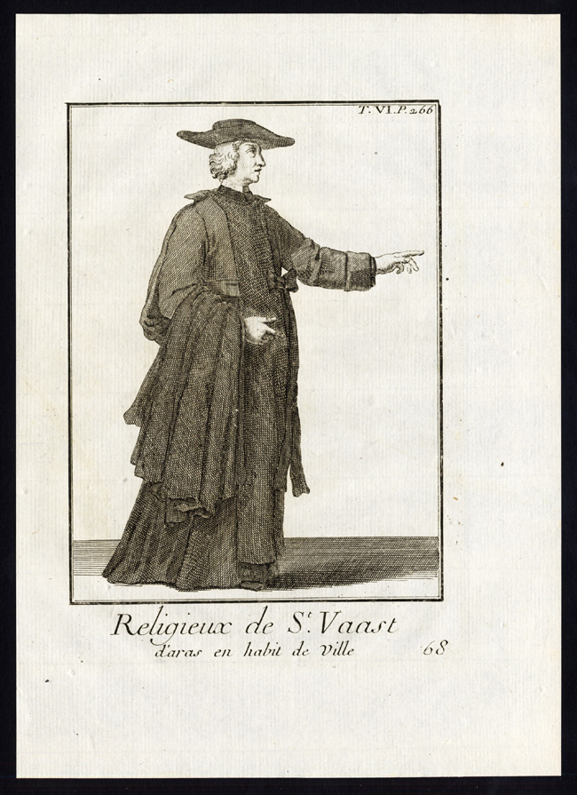 , 3 Antique Religious Prints-KNIGHT-ORDER OF SAINT VAAST-Helyot-1792, Pictura Antique Prints