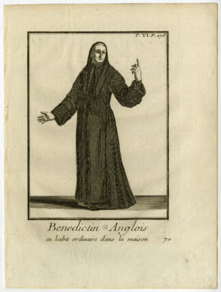 2 Antique Religious Prints-ORDER OF SAINT BENEDICT-CATHOLIC-MONK-Helyot-1792