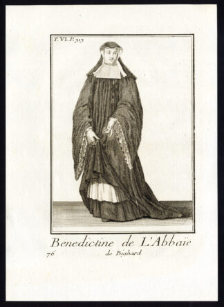 Antique Religious Print-BENEDICTINE-BIGARD-NUN-MONASTERY-FRANCE-Helyot-1792