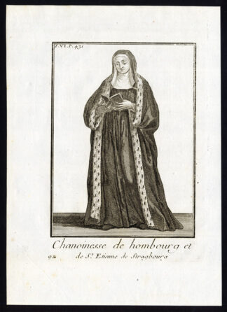 Antique Religious Print-NUN-HOMBOURG-ST ETIENNE-STRASBOURG-FRANCE-Helyot-1792